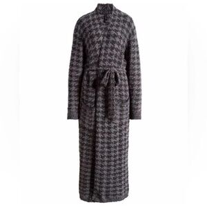 Chic Houndstooth Long Coat